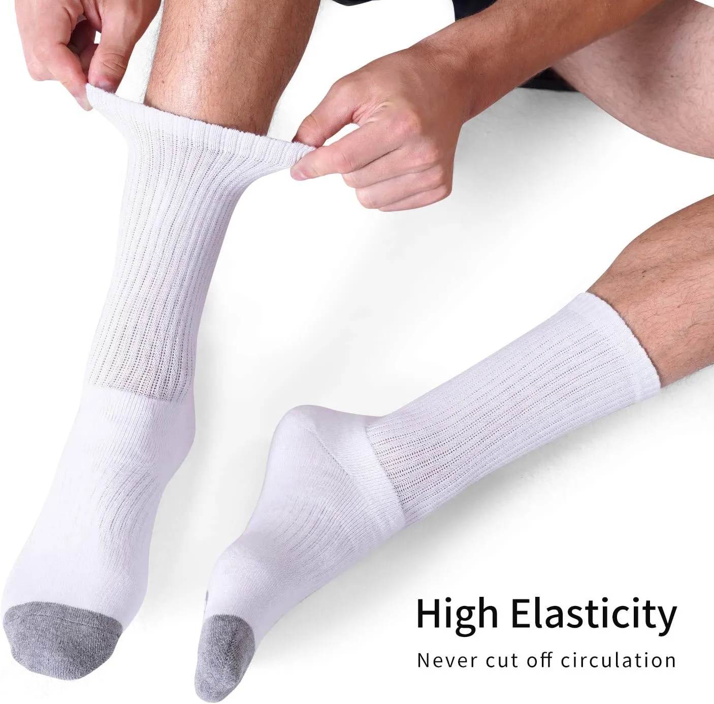 CS CELERSPORT 6 Pack Men's Cotton Athletic Crew Socks Full Cushioned Work Boot Socks