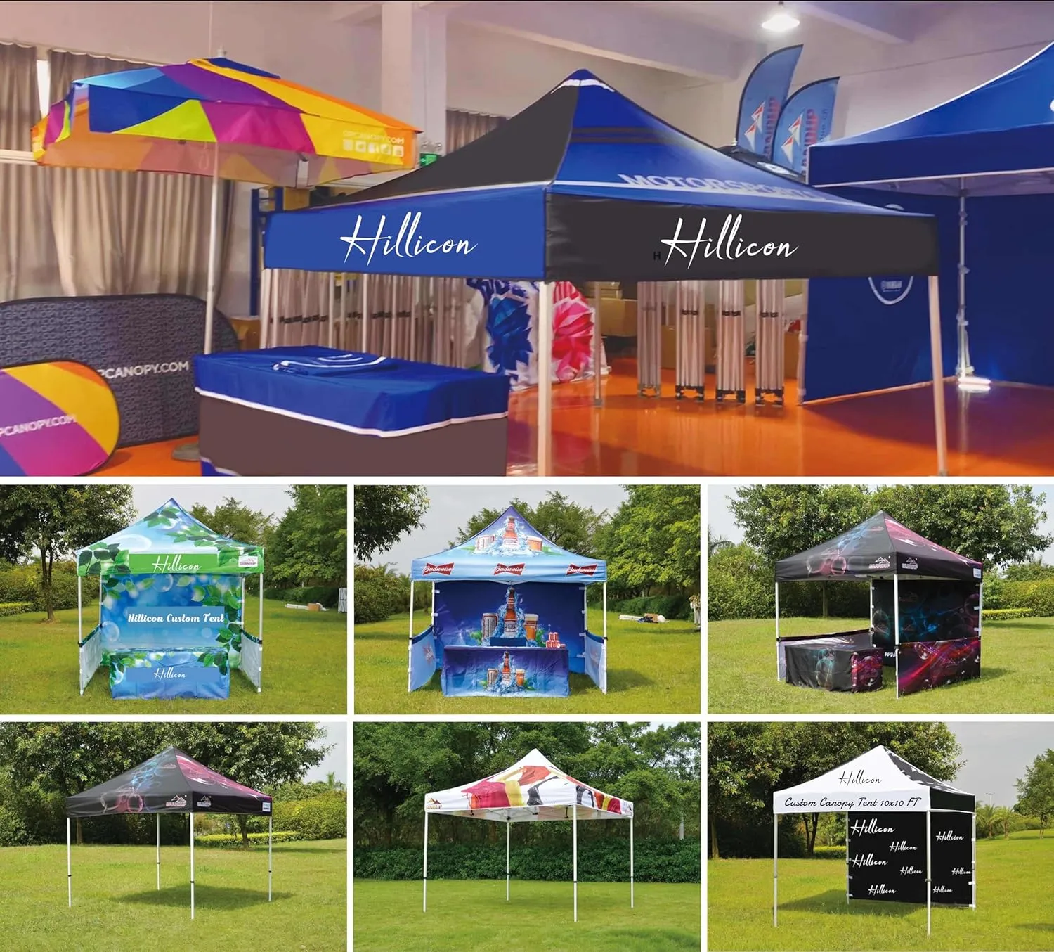 Custom Canopy Tent 10x10 with Logo, Personalized Pop Up Canopy Tent Outdoor Events Business, Nano-Grade Water Repellent Heavy Duty (Customized Configuration