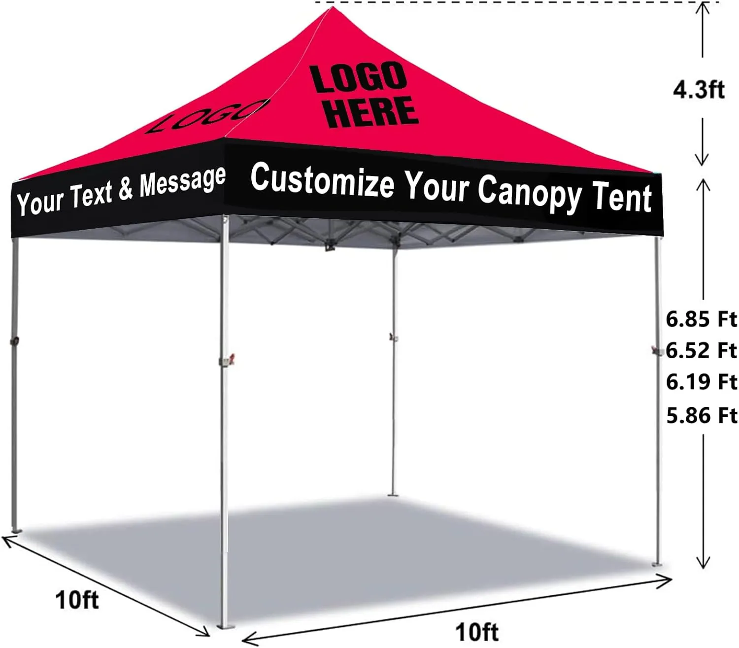 Custom Canopy Tent 10x10 with Logo, Personalized Pop Up Canopy Tent Outdoor Events Business, Nano-Grade Water Repellent Heavy Duty (Customized Configuration