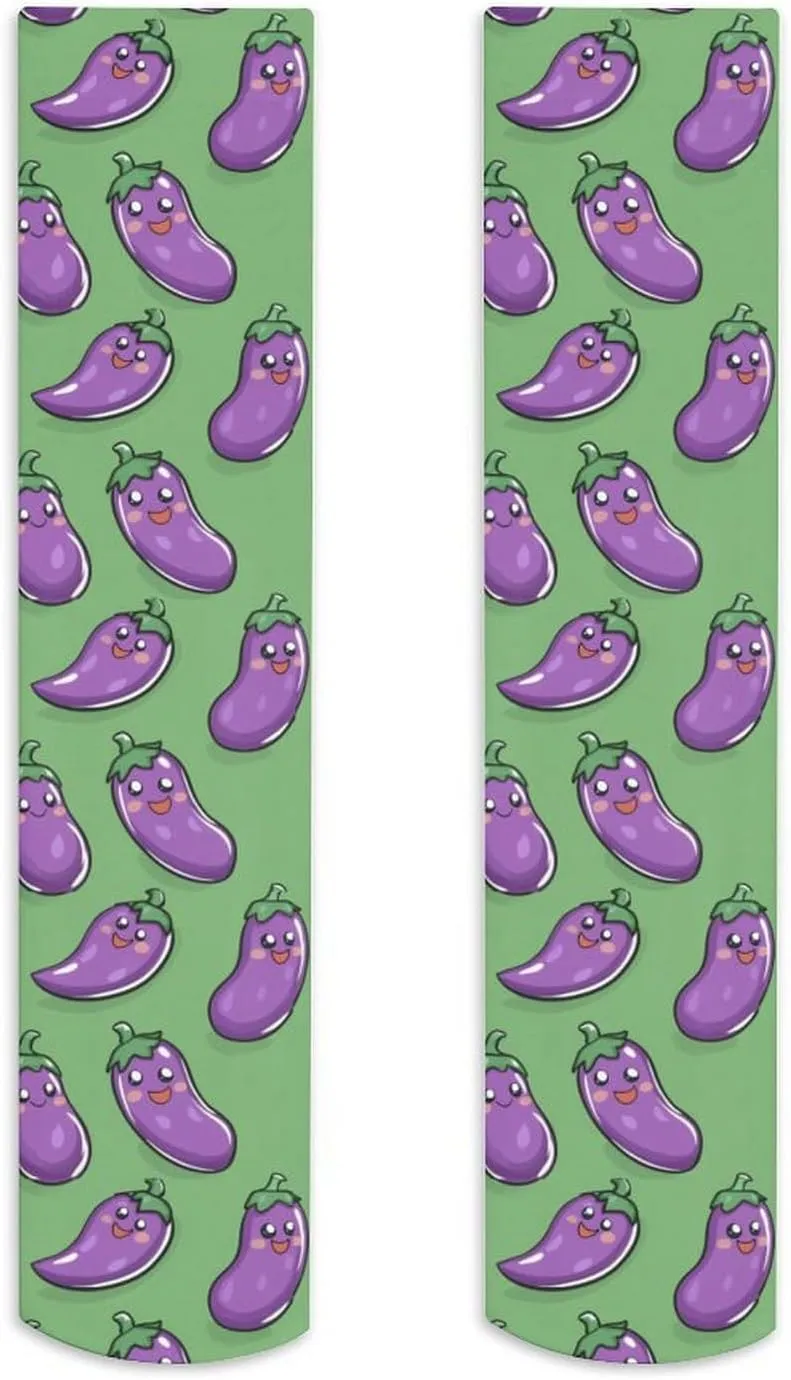 Cute Eggplant Thigh High Socks Fashion Knee High Socks Over The Calf Long Socks Boot Stockings
