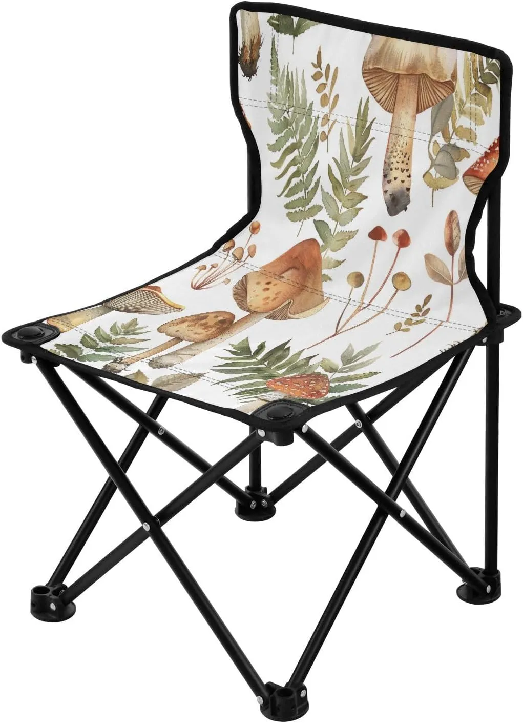 Cute Mushroom Portable Outdoor Folding Chair Anti-Slip Padded Oxford Cloth Stool Camping Chair Small for Beach Hiking Fishing Gardening Quad Camp Chair