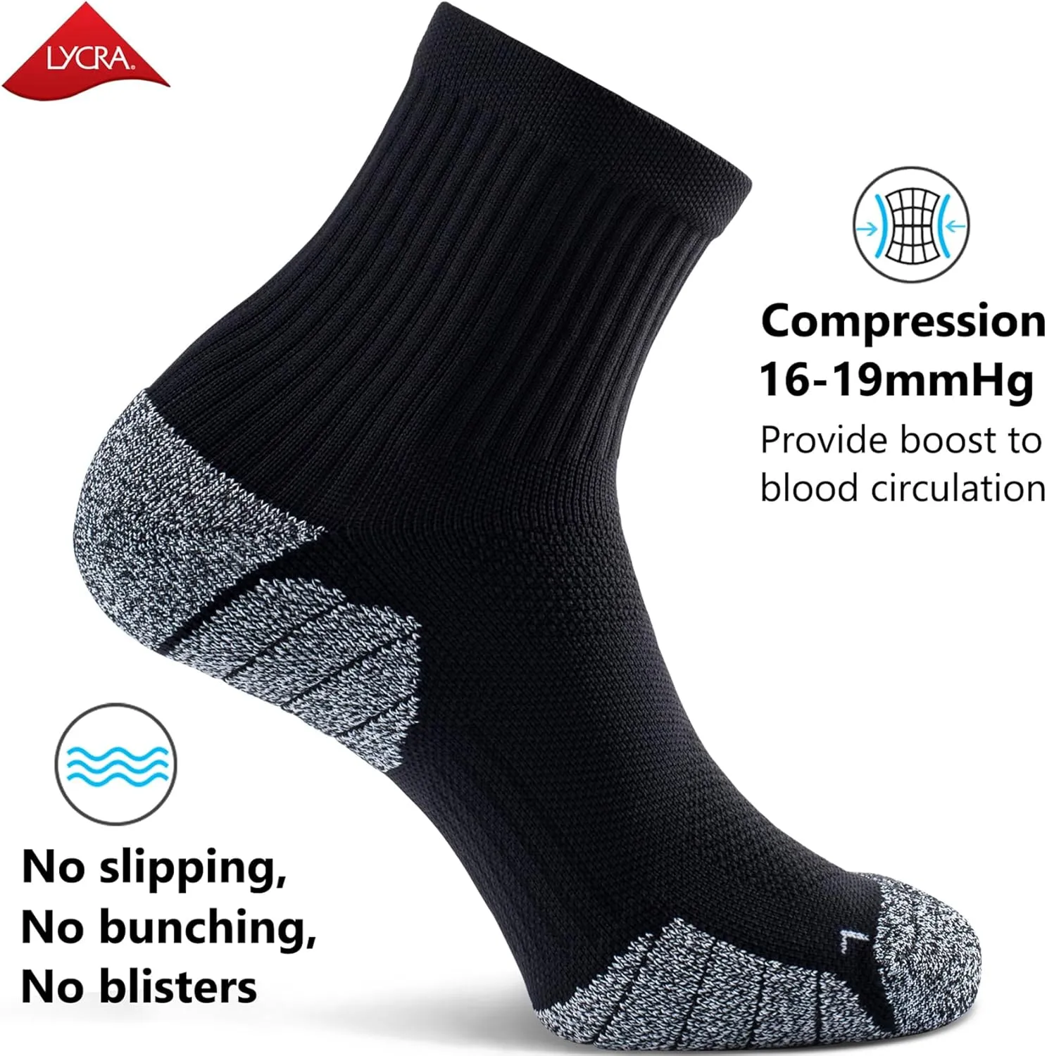CWVLC Cushioned Compression Sport Quarter Socks for Men Women Youth