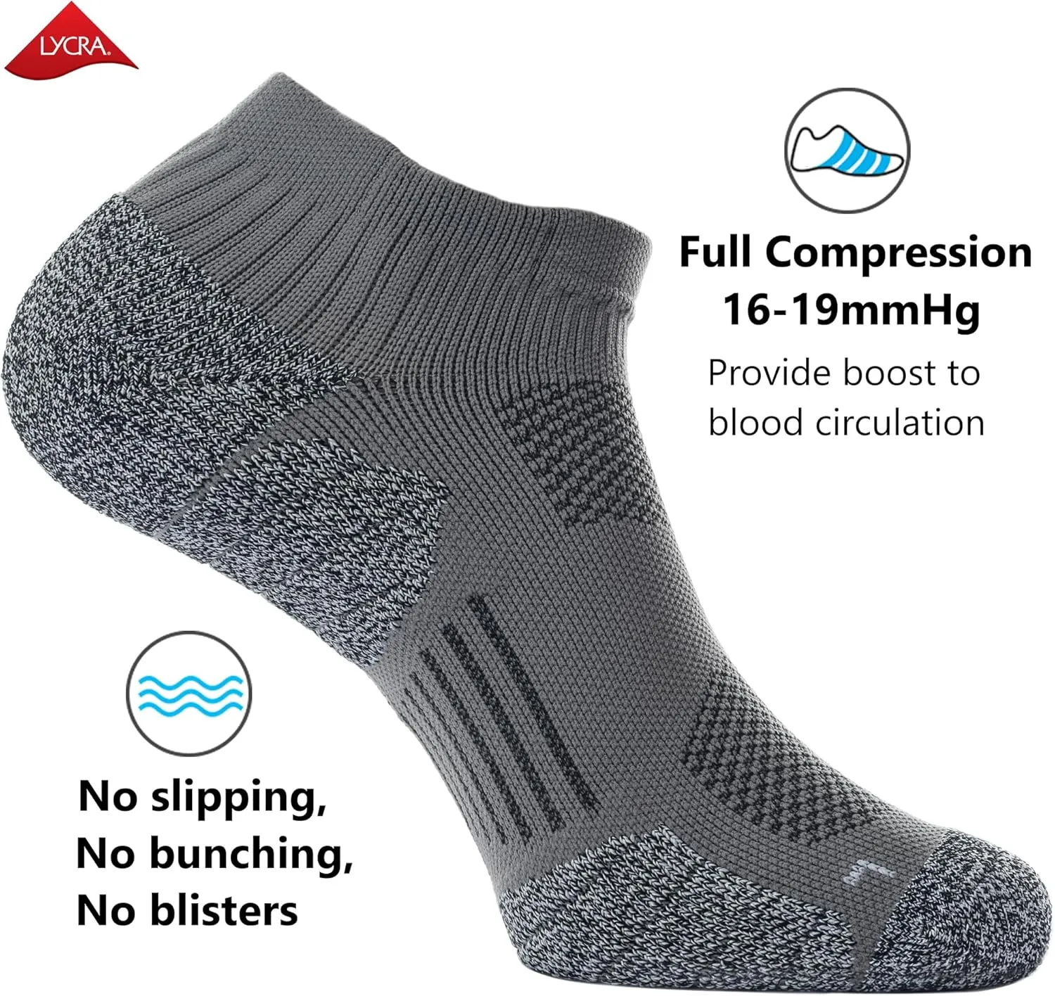 CWVLC Unisex Cushioned Compression Athletic Ankle Socks Multipack