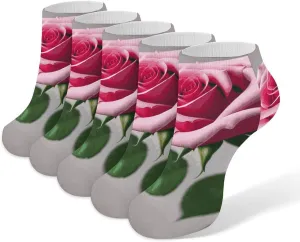 Dahlia Ankle Socks for Men & Women, 5 Pairs Breathable Soft Low Cut Socks, Stretch Sweat Wicking Sox
