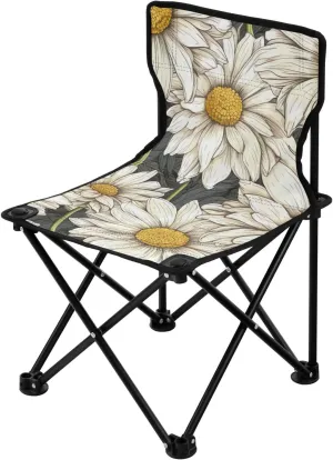 Daisy Flower Portable Outdoor Folding Chair Anti-Slip Padded Oxford Cloth Stool Camping Chair Small for Beach Hiking Fishing Gardening Quad Camp Chair