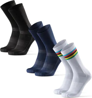 DANISH ENDURANCE Cycling Socks, Crew Length, Breathable, and Cushioned Bike Socks, for Men & Women, Unisex, 3-Pack
