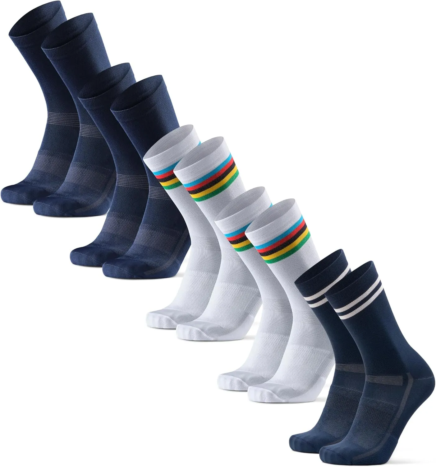 DANISH ENDURANCE Cycling Socks, Crew Length, Breathable, and Cushioned Bike Socks, for Men & Women, Unisex, 3-Pack