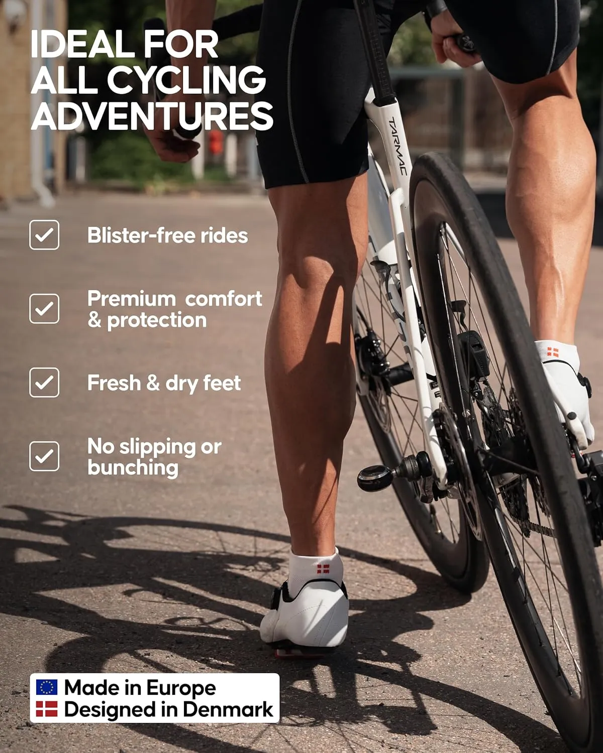 DANISH ENDURANCE Cycling Socks, Low-Cut, Breathable for Men & Women, Unisex, 3-Pack