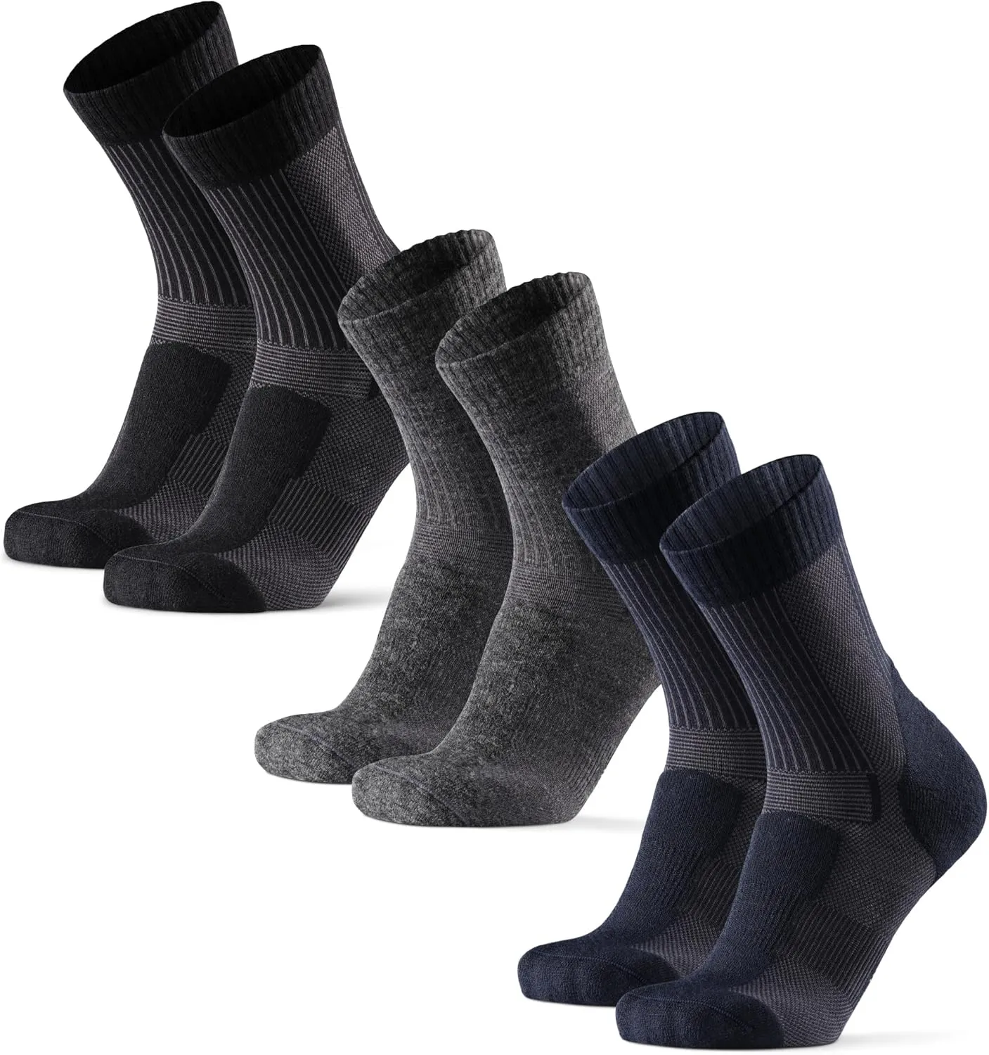 DANISH ENDURANCE Merino Wool Light Hiking Socks, Cushioned & Moisture Wicking Hiking Socks, Men, Women & Kids, 3 or 5 Pack
