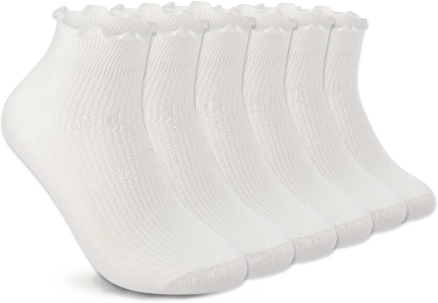 DarkCom 6 Pairs Women's Ruffle Socks Cute Ankle Socks Super Soft Breathable Cool Frilly Socks For Mary Jane Shoes