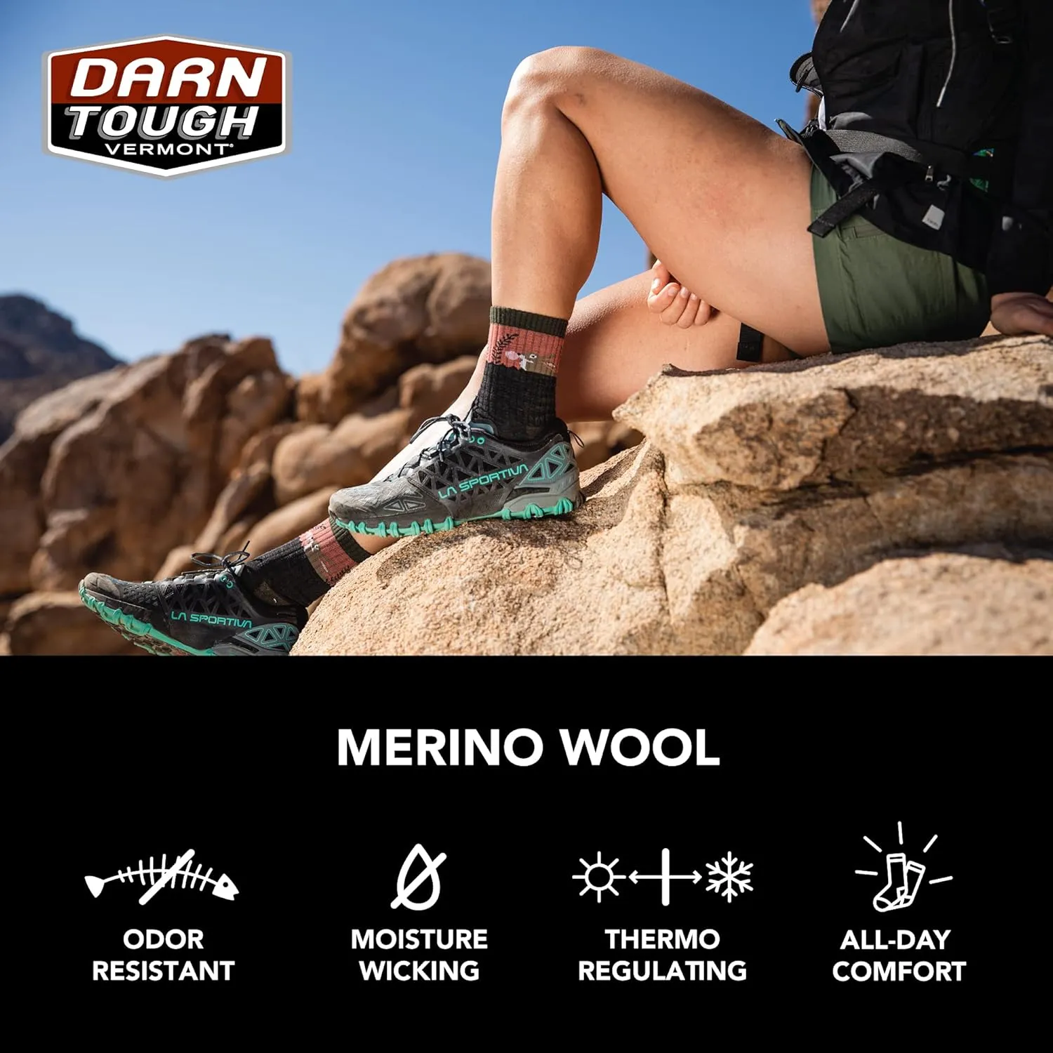 DARN TOUGH (5005) Women's Hike/Trek Sunset Ledge Micro Crew Lightweight with Cushion Sock