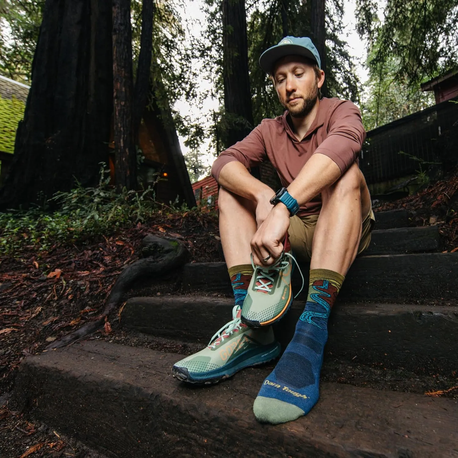 Darn Tough Vermont Men's Micro-Crew Hiking Socks, Chasing Waterfalls - Lightweight Cushioned Crew Socks for Men, Style 5020