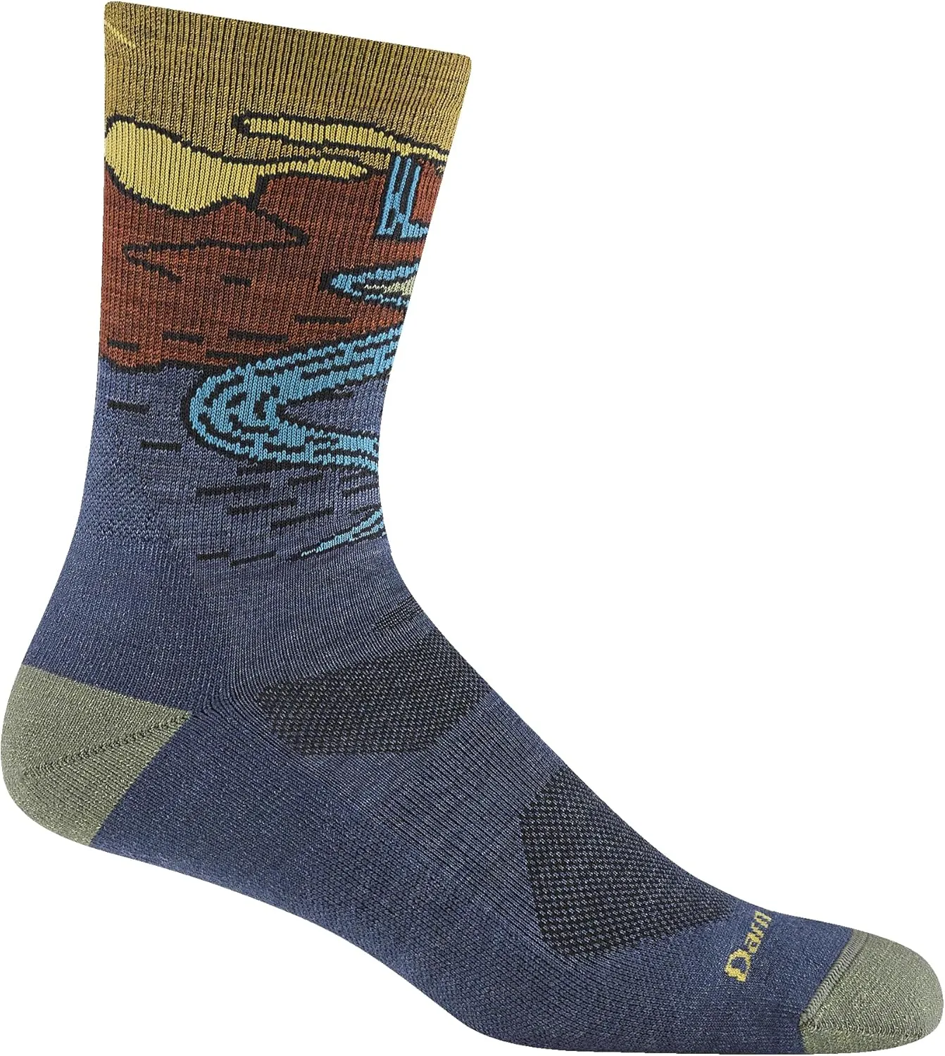 Darn Tough Vermont Men's Micro-Crew Hiking Socks, Chasing Waterfalls - Lightweight Cushioned Crew Socks for Men, Style 5020