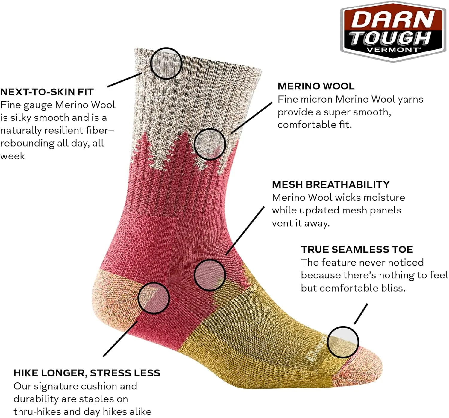 Darn Tough Vermont Women's Treeline Micro Crew Cushion