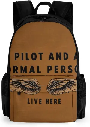 Daypack Bookbag Multipurpose Anti-Theft Big Capacity Carry On Bag - A Pilot And A Normal Person Live Here Art Travel Hiking & Camping Rucksack With Padded Straps