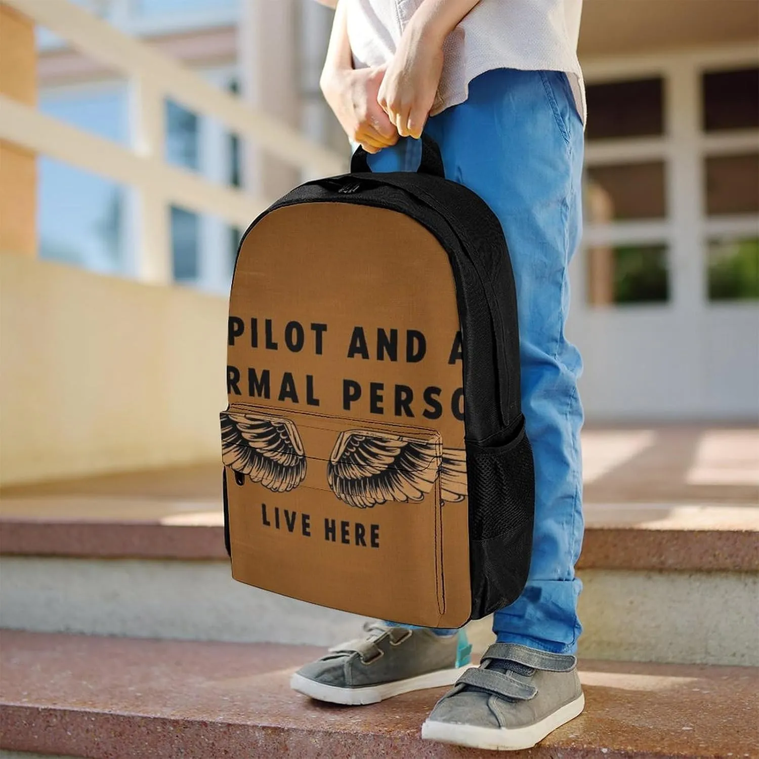 Daypack Bookbag Multipurpose Anti-Theft Big Capacity Carry On Bag - A Pilot And A Normal Person Live Here Art Travel Hiking & Camping Rucksack With Padded Straps
