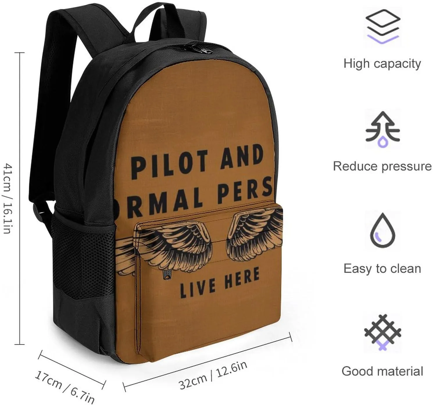 Daypack Bookbag Multipurpose Anti-Theft Big Capacity Carry On Bag - A Pilot And A Normal Person Live Here Art Travel Hiking & Camping Rucksack With Padded Straps