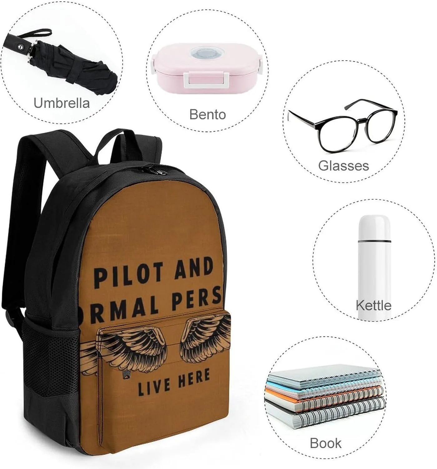 Daypack Bookbag Multipurpose Anti-Theft Big Capacity Carry On Bag - A Pilot And A Normal Person Live Here Art Travel Hiking & Camping Rucksack With Padded Straps