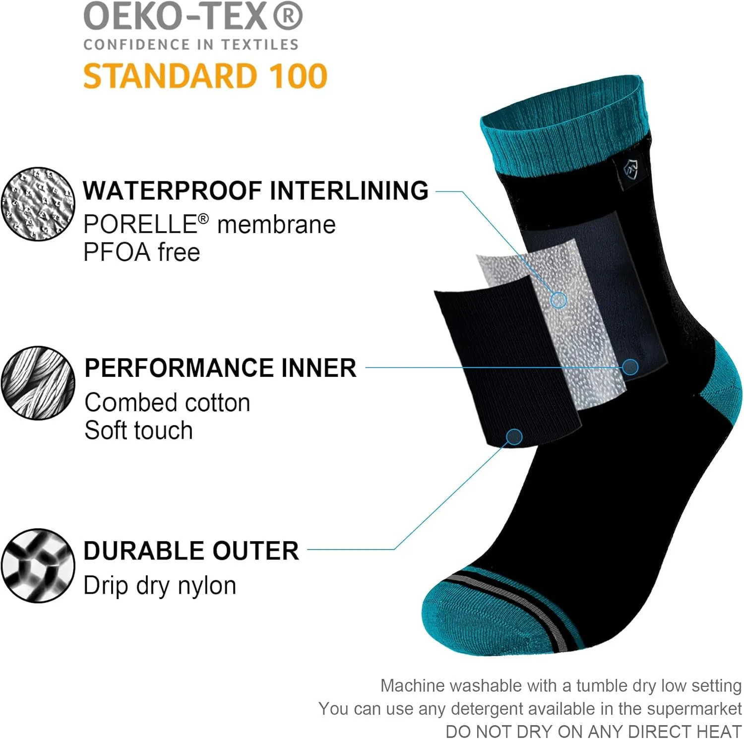 DexShell Waterproof Socks for Men & Women, Ultralite for Hiking Walking Outdoor Activities in Cold Wet Weather, Unisex Ankle