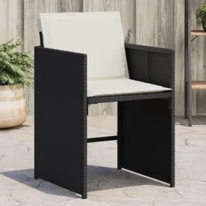 Dinning Chairs Camping Chair Outdoor Chairs Dining Room Chairs - Patio Chairs with Cushions 4 pcs Black Poly Rattan for Garden Terrace Campsites Beaches