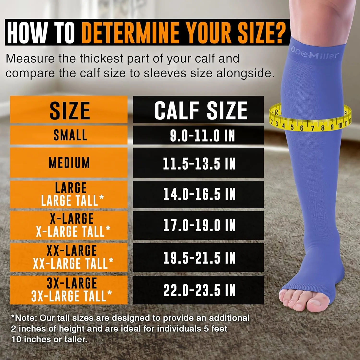 Doc Miller Open Toe Compression Socks for Men and Women, 15-20 mmHg, Calf Recovery, Medical Grade, Blue Socks, X-Large