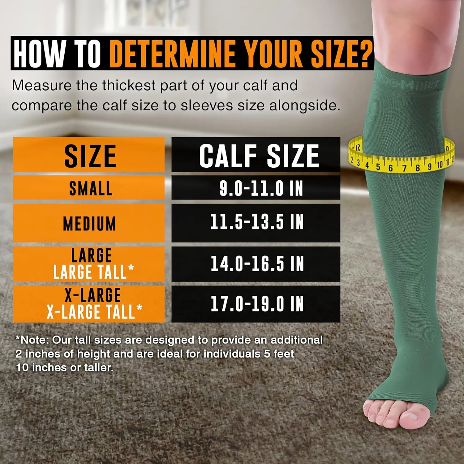 Doc Miller Open Toe Compression Socks for Men and Women, 15-20 mmHg, Calf Recovery, Medical Grade, Dark Green Socks, X-Large