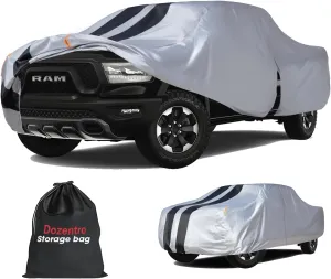 Dodge Ram 1500 Truck Cover Custom Fit 2009-2025 Crew Cab Short Bed(5.75') With Door Zipper, 10 Layer Outdoor Heavy Pickup Truck Cover Waterproof All Weather, Car Tarp for Wind Dust Sun etc Protection.