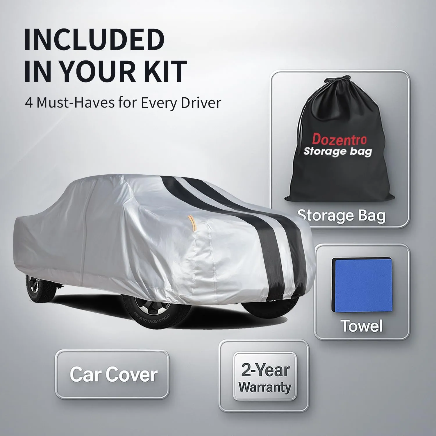 Dodge Ram 1500 Truck Cover Custom Fit 2009-2025 Crew Cab Short Bed(5.75') With Door Zipper, 10 Layer Outdoor Heavy Pickup Truck Cover Waterproof All Weather, Car Tarp for Wind Dust Sun etc Protection.