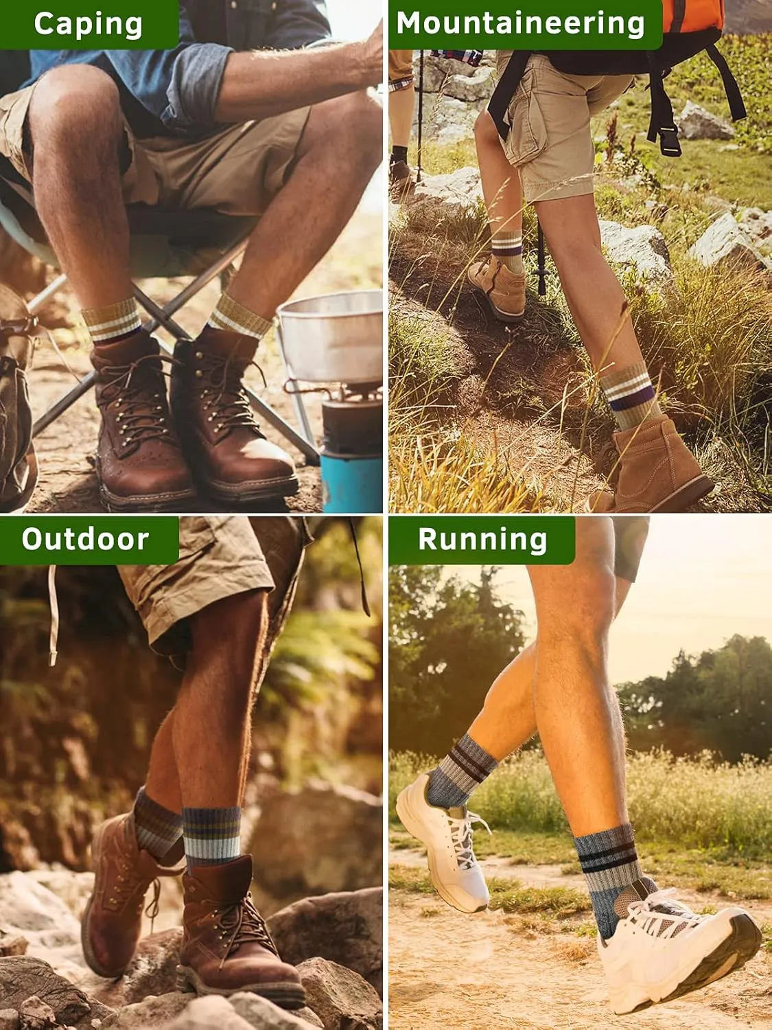 DOKUTOKU Men's Hiking Crew Socks Cushioned Moisture Wicking Athletic Boot Socks Outdoor,Trekking