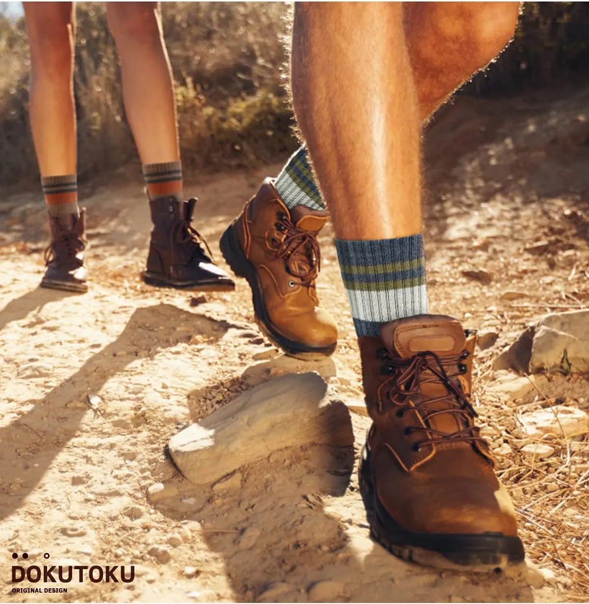 DOKUTOKU Men's Hiking Crew Socks Cushioned Moisture Wicking Athletic Boot Socks Outdoor,Trekking