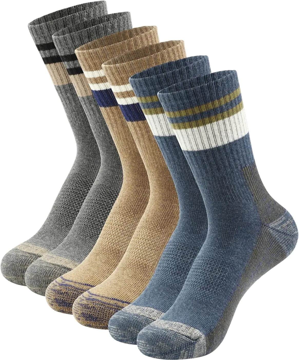 DOKUTOKU Men's Hiking Crew Socks Cushioned Moisture Wicking Athletic Boot Socks Outdoor,Trekking