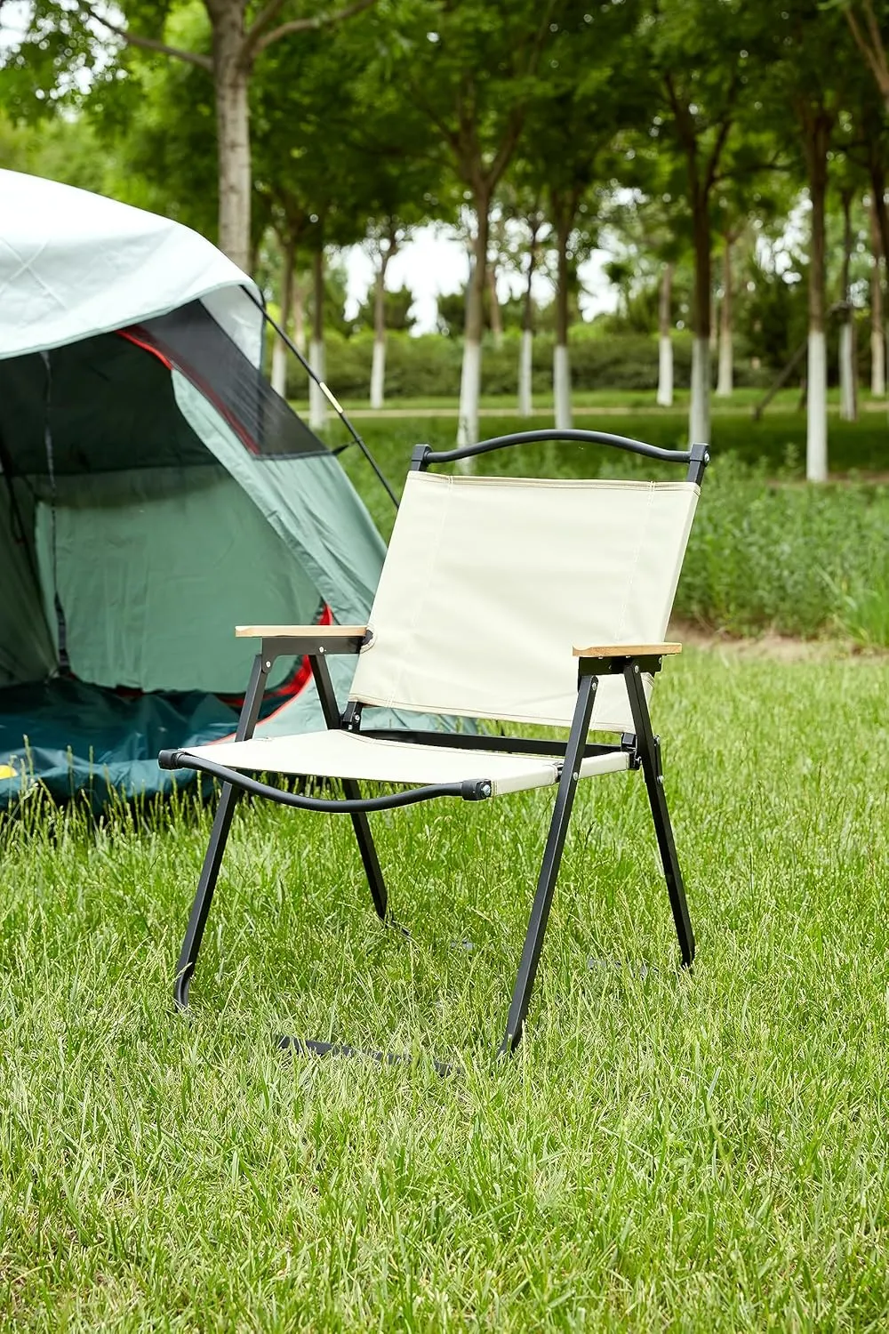 Dolonm 1-Piece Folding Outdoor Chair for Indoor, Outdoor Camping, Picnics, Beach,Backyard, BBQ, Party, Patio, Beige