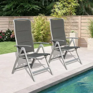 Domi Patio 2-Pack Folding Lounge Chairs - Adjustable Reclining Outdoor Chairs with Aluminum Frame & Padded Seat for Patio, Pool, Beach, Camping