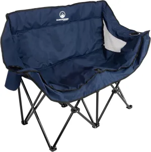 Double Camping Chair - Foldable Portable Couch with 2 Cupholders and Padded Seats - Two-Person Camp Chair with Carrying Bag by Wakeman Outdoor (Blue)