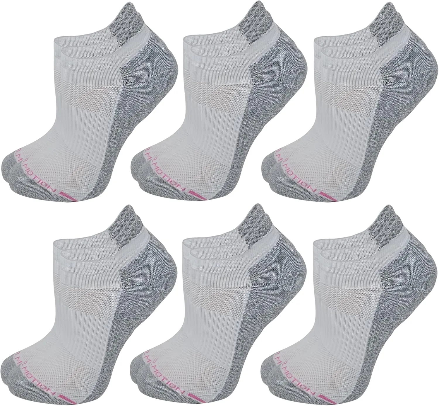 Dr. Motion 6 Pairs Womens Low Cut Ankle Cushioned Breathable Compression Socks