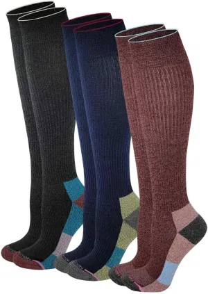 Dr. Motion Compression Knee High Socks (3 Pairs), Arch Support Outdoor Running Hiking Socks for Women