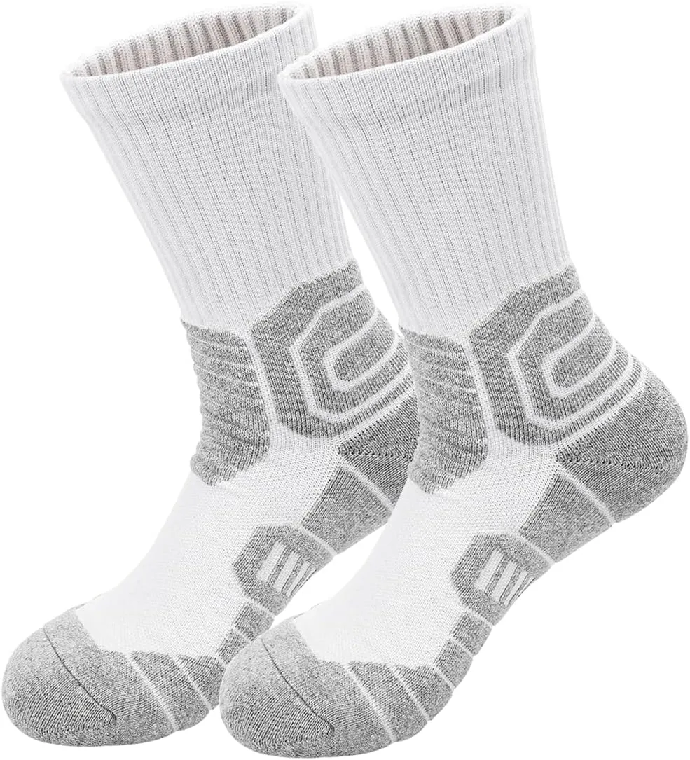 DRASEX Men's Sports Cushioned Athletic Crew Socks 4-Pack Performance Elite Basketball Thick Outdoor Socks