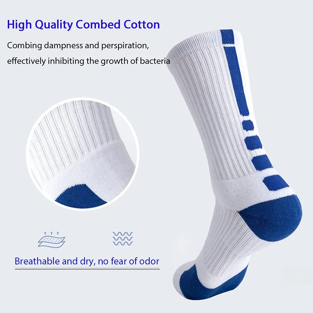 DRASEX Men's Sports Cushioned Athletic Crew Socks 4-Pack Performance Elite Basketball Thick Outdoor Socks