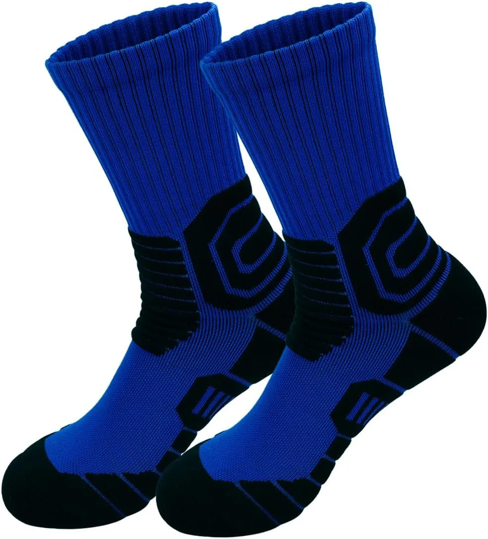DRASEX Men's Sports Cushioned Athletic Crew Socks 4-Pack Performance Elite Basketball Thick Outdoor Socks