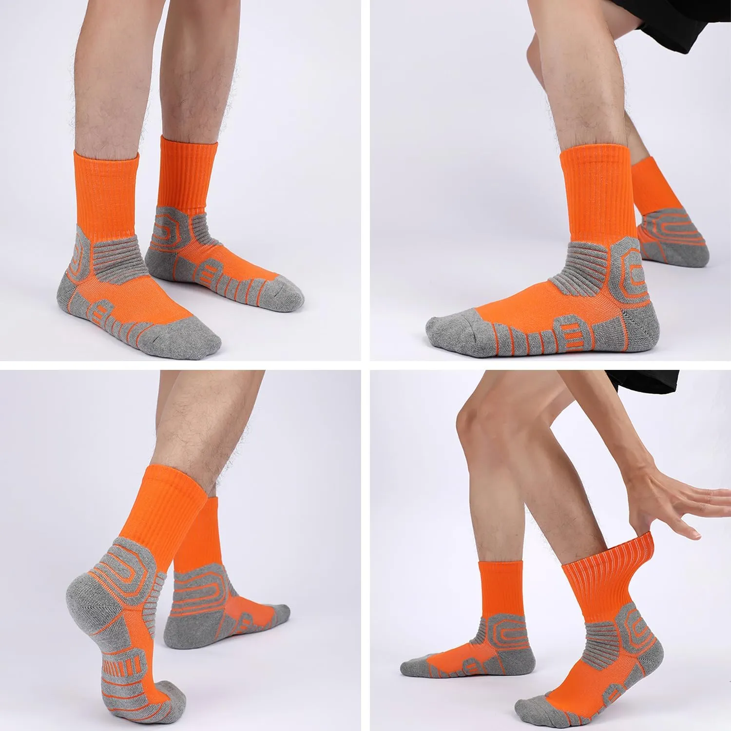 DRASEX Men's Sports Cushioned Athletic Crew Socks 4-Pack Performance Elite Basketball Thick Outdoor Socks