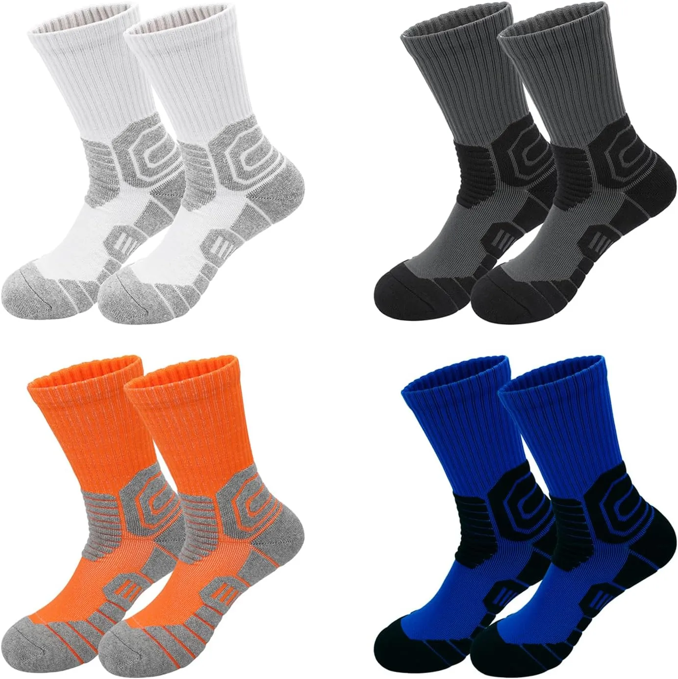 DRASEX Men's Sports Cushioned Athletic Crew Socks 4-Pack Performance Elite Basketball Thick Outdoor Socks