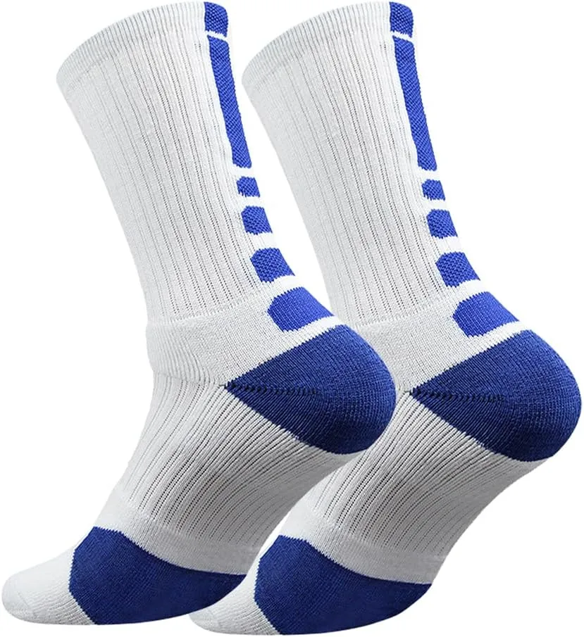 DRASEX Men's Sports Cushioned Athletic Crew Socks 4-Pack Performance Elite Basketball Thick Outdoor Socks