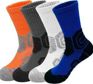 DRASEX Men's Sports Cushioned Athletic Crew Socks 4-Pack Performance Elite Basketball Thick Outdoor Socks