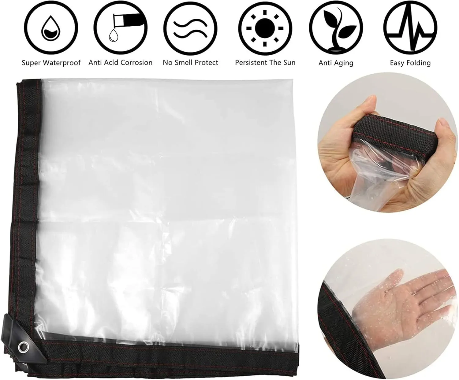 Dustproof Rainproof Tarpaulin, Clear Tarp Heavy Duty Anti-Aging Anti-Aging Insulation PE Anti-Tear Transparent Tarpaulin for Outdoor Cover Camping(6' x 15')