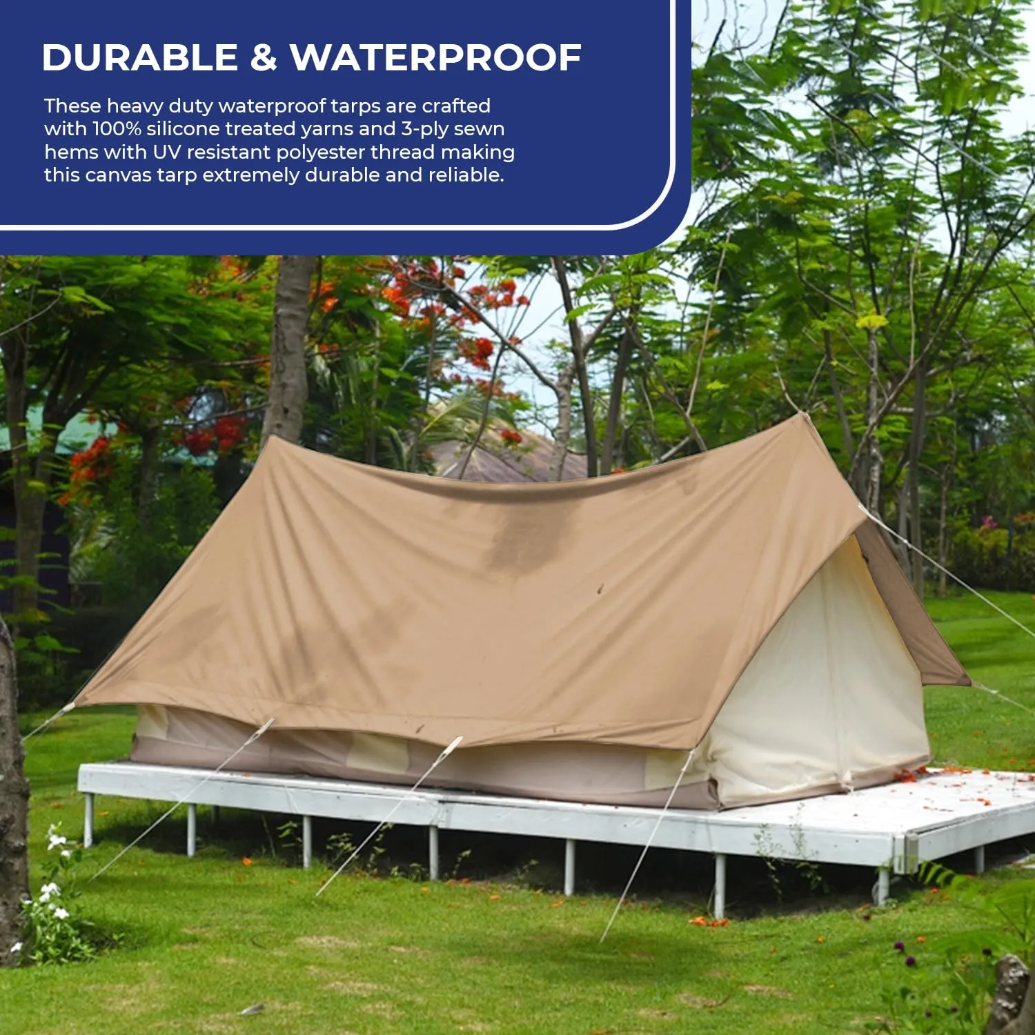 Duty, Rustproof Tarp|20 20x40 Commercial Feet Affordable shipping Tarps MIL Grommets, Color for Now Ideal Construction, Waterproof Reinforced Manufacturing Tear-Resistant, Trucking, Attractive Heavy Brass –Tan Edges| Canvas Grade,