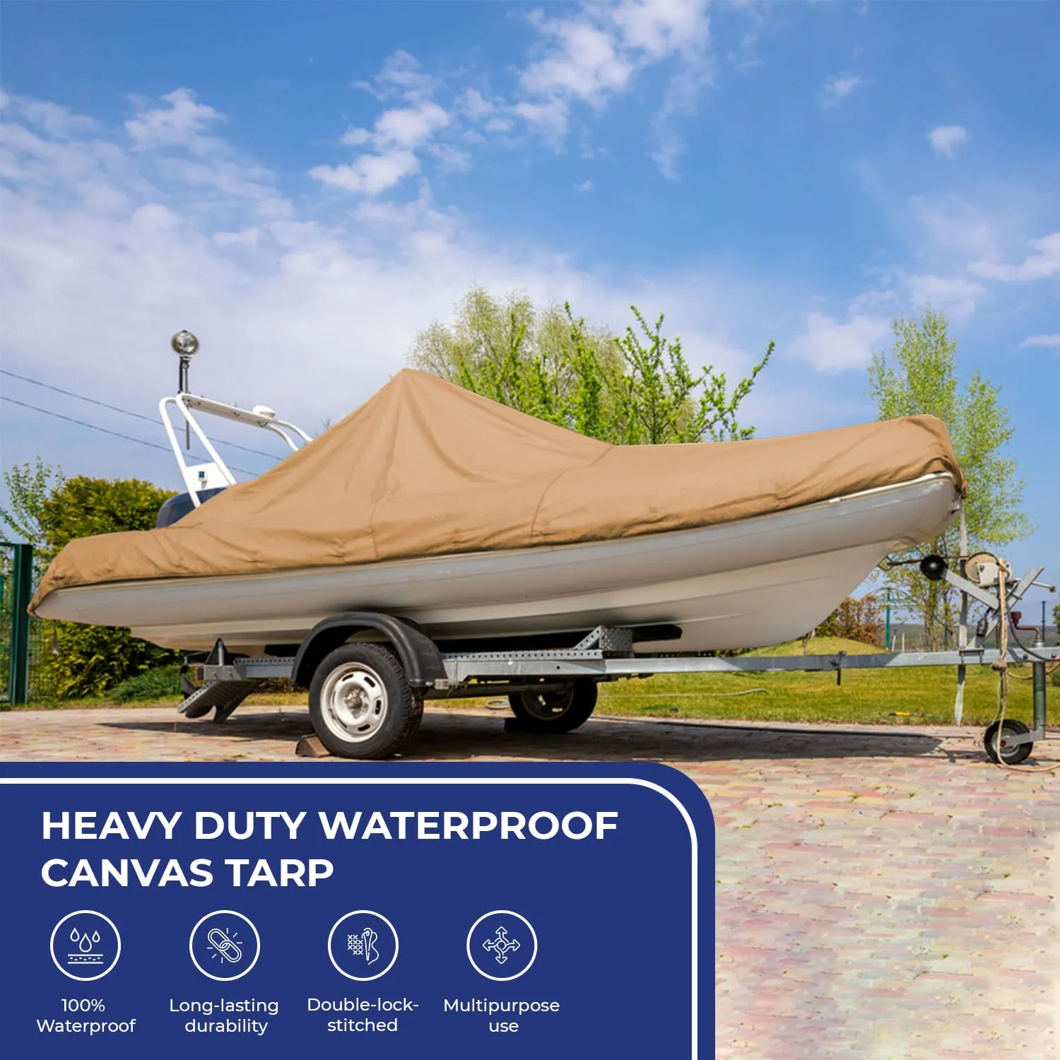 Duty, Rustproof Tarp|20 20x40 Commercial Feet Affordable shipping Tarps MIL Grommets, Color for Now Ideal Construction, Waterproof Reinforced Manufacturing Tear-Resistant, Trucking, Attractive Heavy Brass –Tan Edges| Canvas Grade,