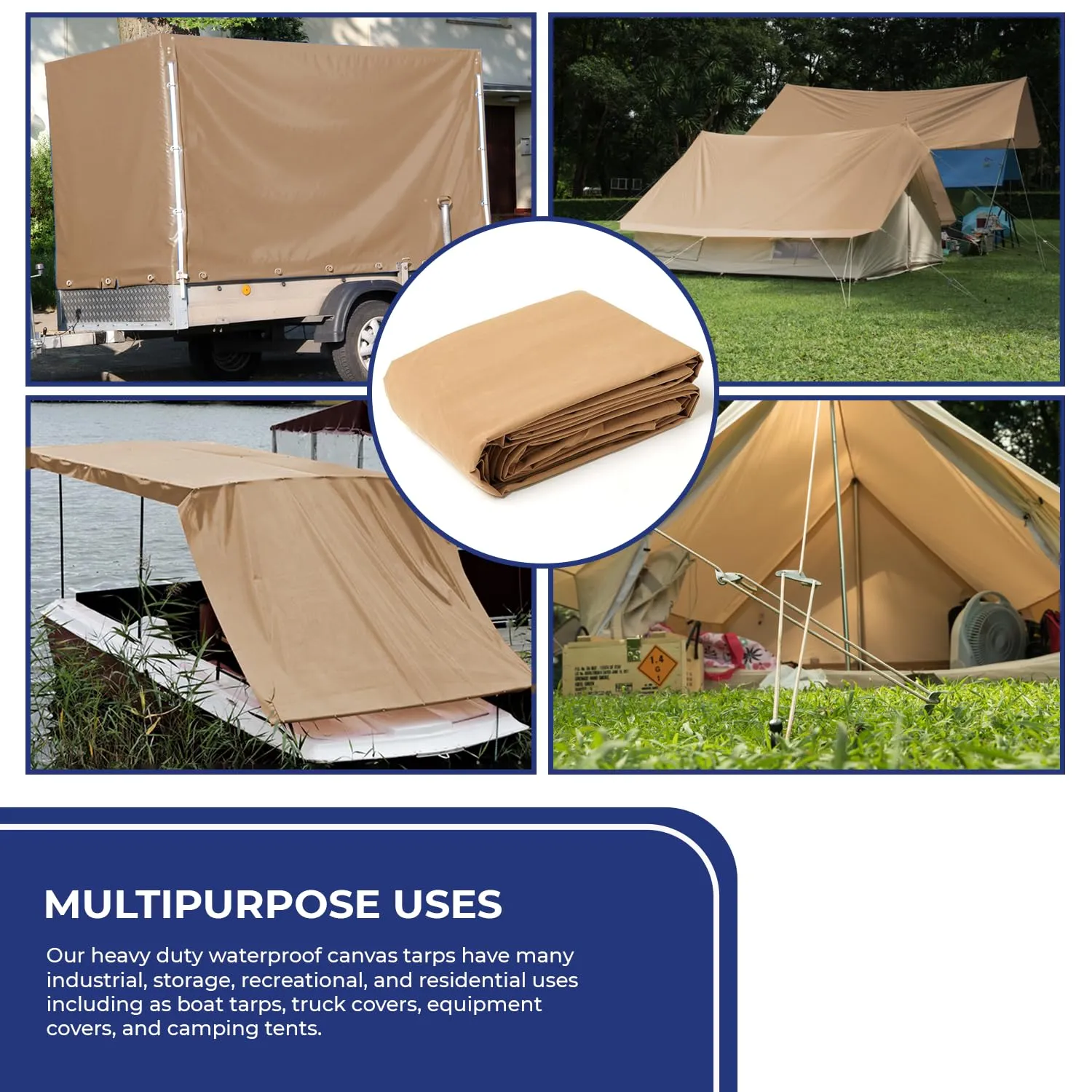 Duty, Rustproof Tarp|20 20x40 Commercial Feet Affordable shipping Tarps MIL Grommets, Color for Now Ideal Construction, Waterproof Reinforced Manufacturing Tear-Resistant, Trucking, Attractive Heavy Brass –Tan Edges| Canvas Grade,