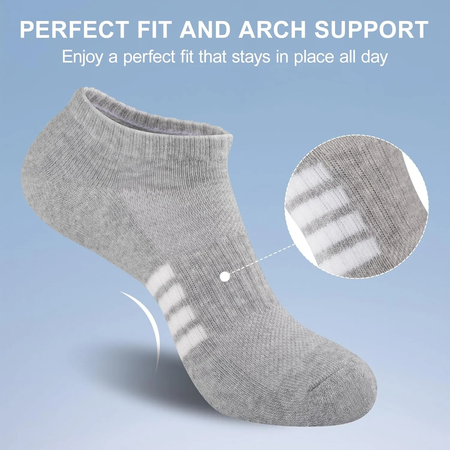 eallco 8 Pairs Ankle Socks for Women Running Athletic Cotton Low Cut Socks Cushioned
