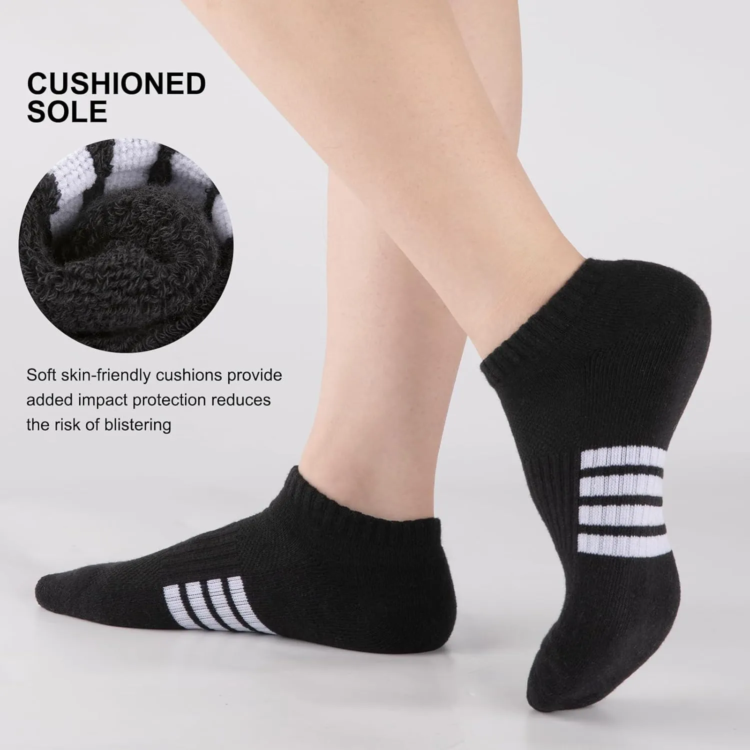 eallco 8 Pairs Ankle Socks for Women Running Athletic Cotton Low Cut Socks Cushioned
