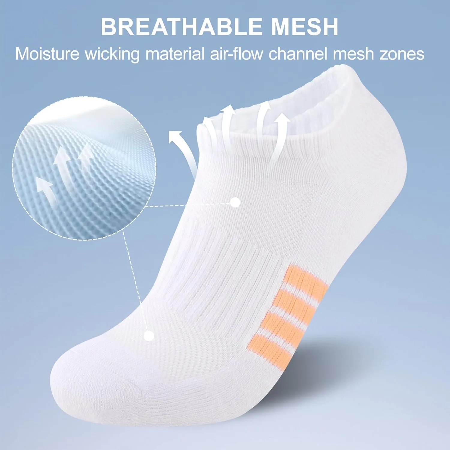 eallco 8 Pairs Ankle Socks for Women Running Athletic Cotton Low Cut Socks Cushioned
